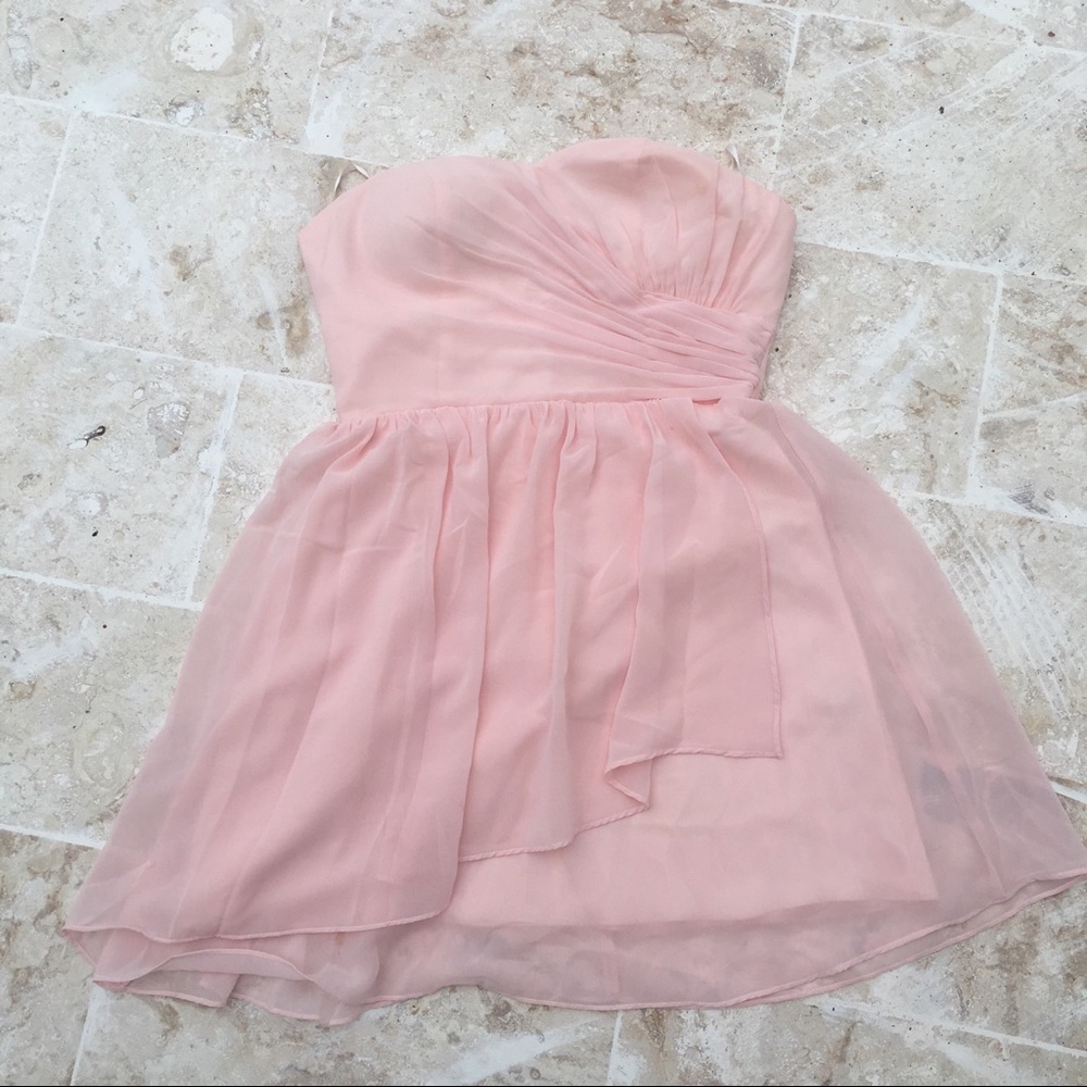 Cute Short Pink Strapless Dress
